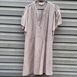 Loft | Women’s Pinstripe Linen Blend Dress size Extra Large